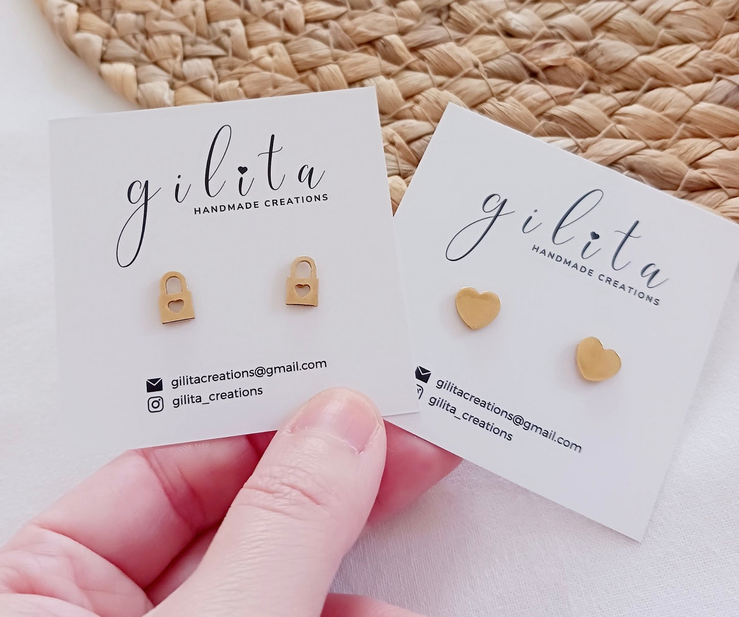 Καρφωτά σκουλαρίκια καρδιά λουκετάκι