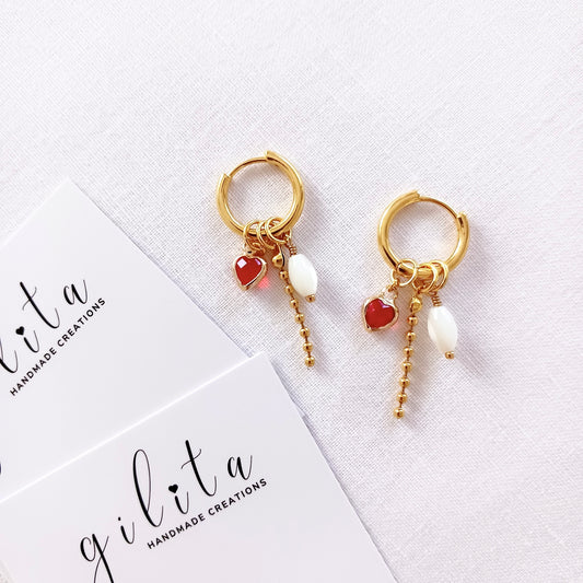 Σκουλαρίκια κρίκοι με καρδούλες