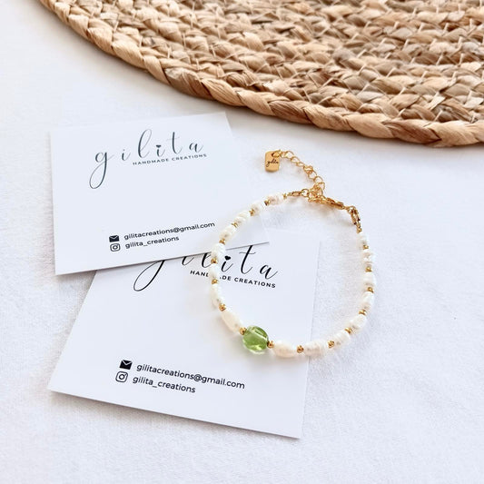 Βραχιόλι με μαργαριτάρια και περίδοτο