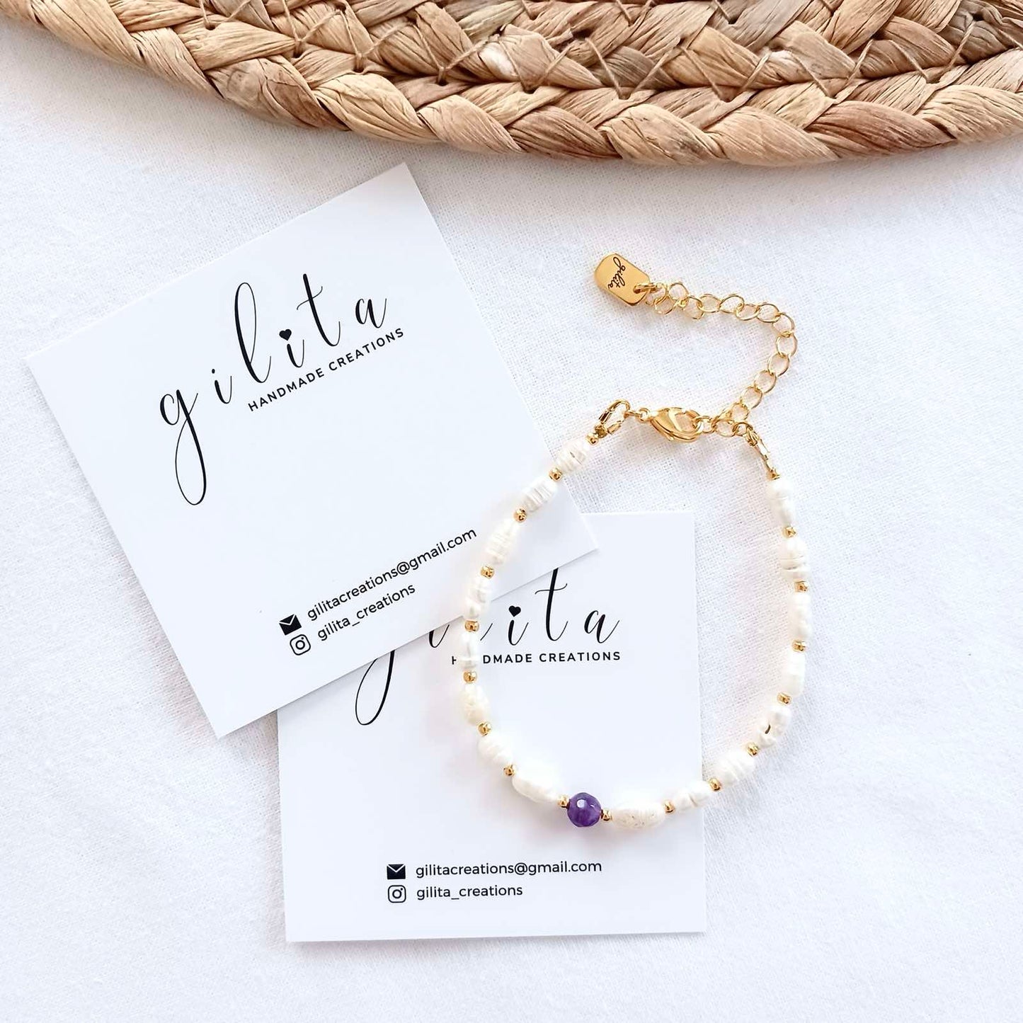 Βραχιόλι με μαργαριτάρια και αμέθυστο