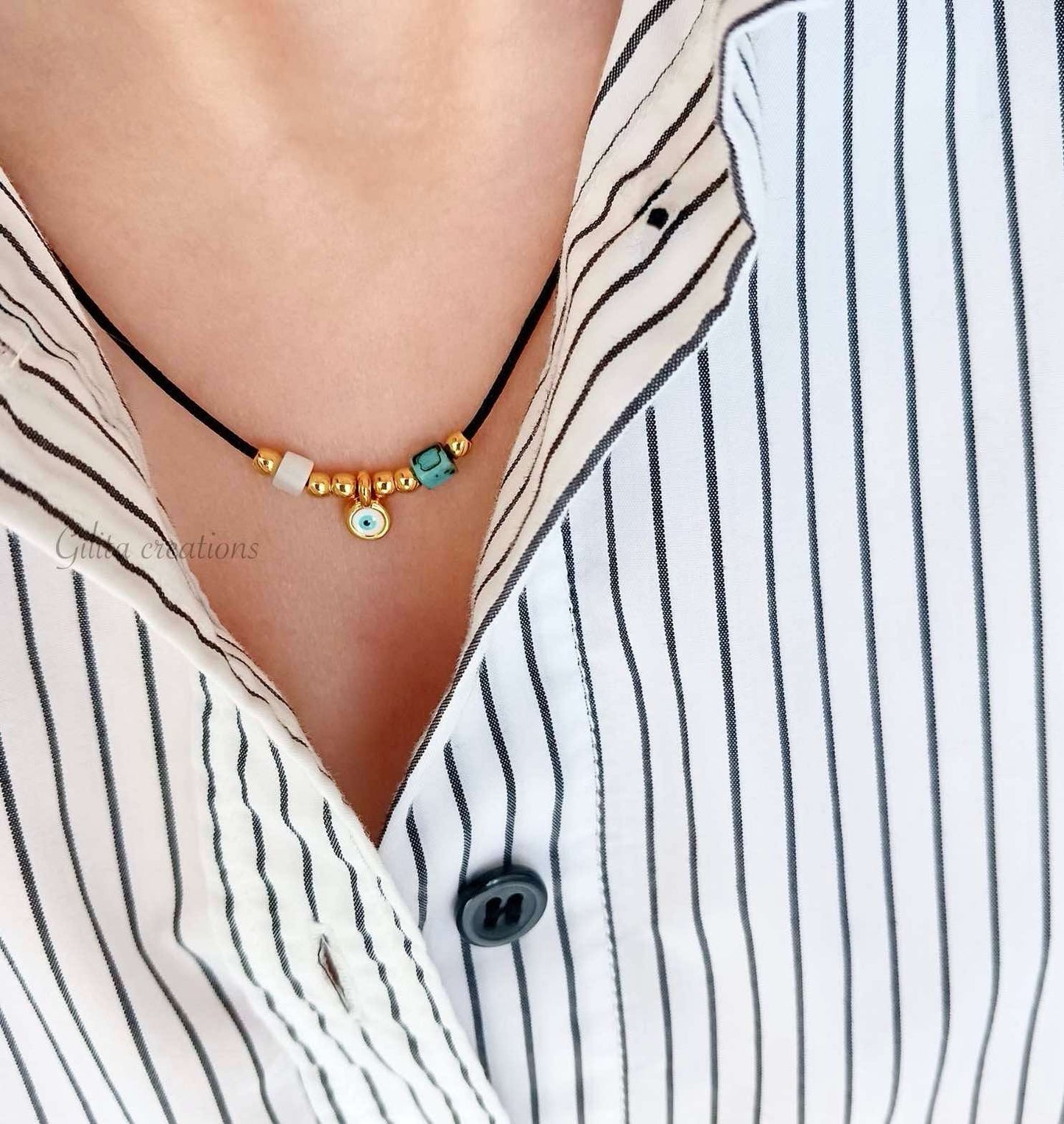 Κολιέ με κορδόνι και μάτι